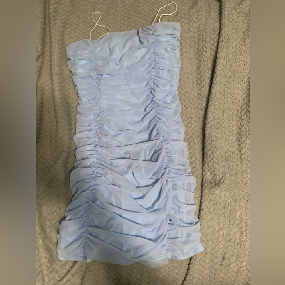 Light blue short scrunch shein dress. only worn once! good condition